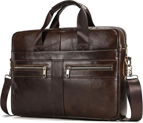 Leather Laptop Bag for Men Briefcase Fits 15.6 Inch Notebook Portable Shoulder Messenger Crossbody Bag for Travel Office in Kuwait