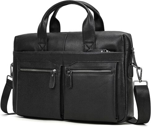 Leather Laptop Bag for Men Briefcase Fits 15.6 Inch Notebook Portable Shoulder Messenger Crossbody Bag for Travel Office in Kuwait