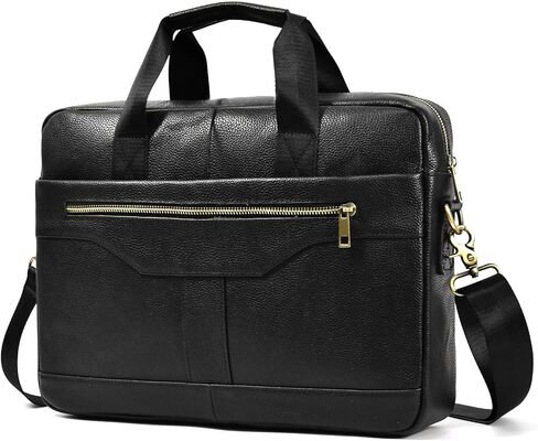 Leather Laptop Bag for Men Briefcase Fits 15.6 Inch Notebook Portable Shoulder Messenger Crossbody Bag for Travel Office in Kuwait