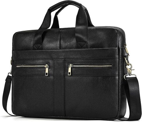 Leather Laptop Bag for Men Briefcase Fits 15.6 Inch Notebook Portable Shoulder Messenger Crossbody Bag for Travel Office in Kuwait
