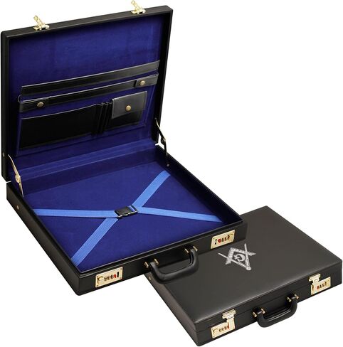 Masonic Regalia Provincial Apron Hard Briefcase – Black Imitation Leather Hard Case with Square Compass G Emblem in Kuwait