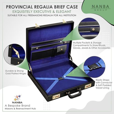 Masonic Regalia Provincial Apron Hard Briefcase – Black Imitation Leather Hard Case with Square Compass G Emblem in Kuwait