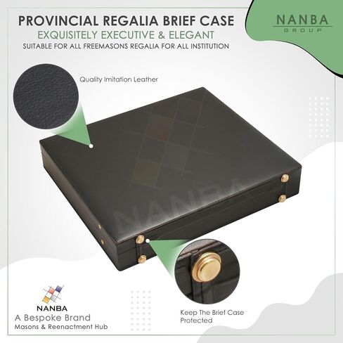 Masonic Regalia Provincial Apron Hard Briefcase – Black Imitation Leather Hard Case with Square Compass G Emblem in Kuwait