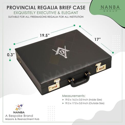 Masonic Regalia Provincial Apron Hard Briefcase – Black Imitation Leather Hard Case with Square Compass G Emblem in Kuwait