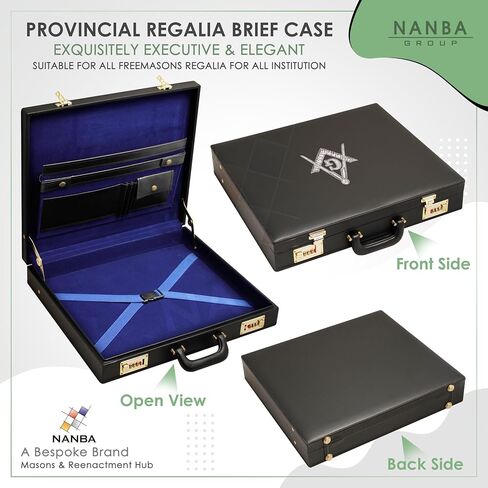 Masonic Regalia Provincial Apron Hard Briefcase – Black Imitation Leather Hard Case with Square Compass G Emblem in Kuwait