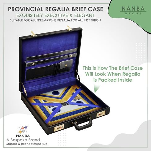 Masonic Regalia Provincial Apron Hard Briefcase – Black Imitation Leather Hard Case with Square Compass G Emblem in Kuwait