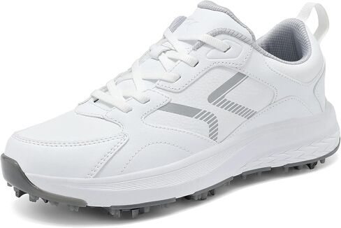 Mens Golf Shoes Spiked Non Slip Waterproof Golf Sneakers with Leather Upper in Kuwait