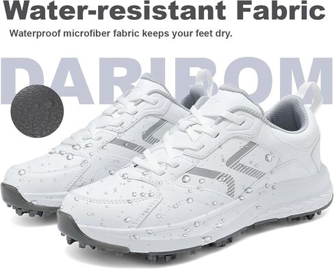 Mens Golf Shoes Spiked Non Slip Waterproof Golf Sneakers with Leather Upper in Kuwait