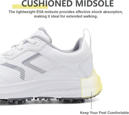 Mens Golf Shoes Spiked Non Slip Waterproof Golf Sneakers with Leather Upper in Kuwait