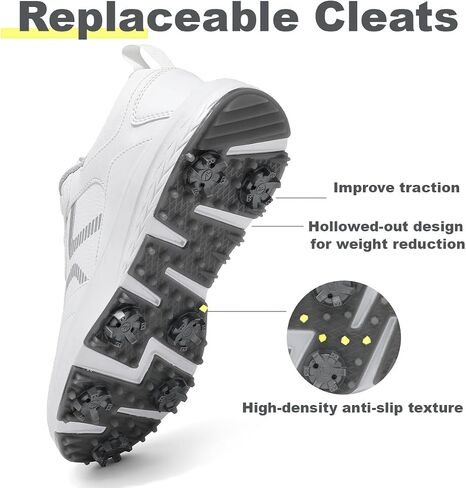 Mens Golf Shoes Spiked Non Slip Waterproof Golf Sneakers with Leather Upper in Kuwait