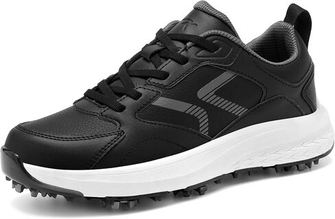Mens Golf Shoes Spiked Non Slip Waterproof Golf Sneakers with Leather Upper in Saudi Arabia