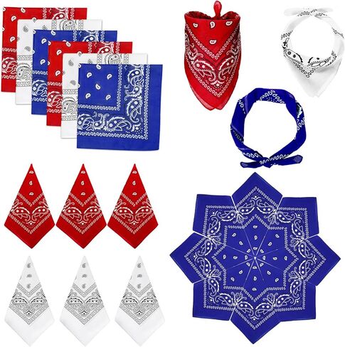 33 Pcs Red White and Blue Bandana Bulk 22 Inch Paisley Unisex Bandanas Head Scarf for Women Men Cowboy in Saudi Arabia