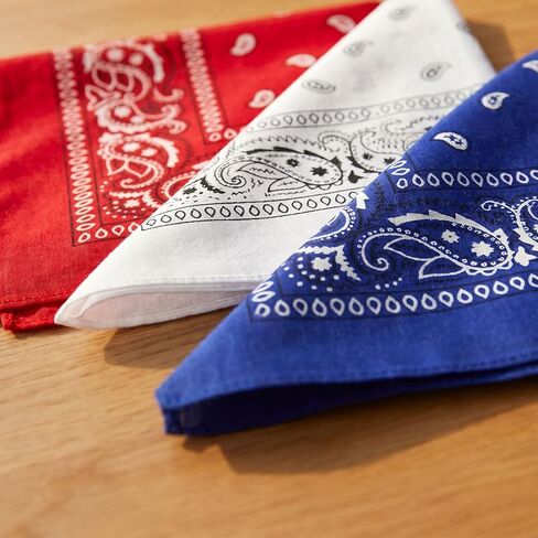 33 Pcs Red White and Blue Bandana Bulk 22 Inch Paisley Unisex Bandanas Head Scarf for Women Men Cowboy in Saudi Arabia