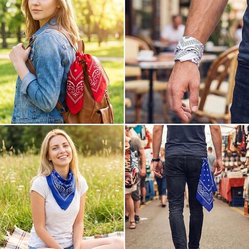 33 Pcs Red White and Blue Bandana Bulk 22 Inch Paisley Unisex Bandanas Head Scarf for Women Men Cowboy in Saudi Arabia