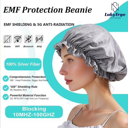 Faraday Hat,EMF Protection Beanies Cap,Silver Fabric Bonnet for Sleeping,Blocks 99% of WiFi,Bluetooth,Cell Towers,5G Shielding in Saudi Arabia