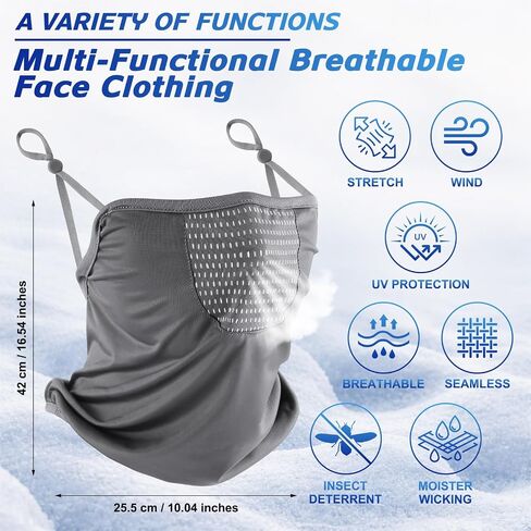 Geyoga 3 Pack Cooling Neck Gaiter with Ear Loops Breathable Half Face Mask Bandana for Women Men Summer Mesh UV Sun Protection Scarf Neck Cover for Outdoors Motorcycle Cycling Running in Kuwait
