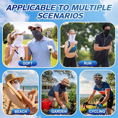 Geyoga 3 Pack Cooling Neck Gaiter with Ear Loops Breathable Half Face Mask Bandana for Women Men Summer Mesh UV Sun Protection Scarf Neck Cover for Outdoors Motorcycle Cycling Running in Kuwait
