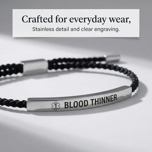 Medical Alert Bracelets for Women - Adjustable Lightweight Medical Bracelet for Woman - Blood Thinners Alert Bracelet, Waterproof, Durable, Dainty, Feminine Design in Saudi Arabia