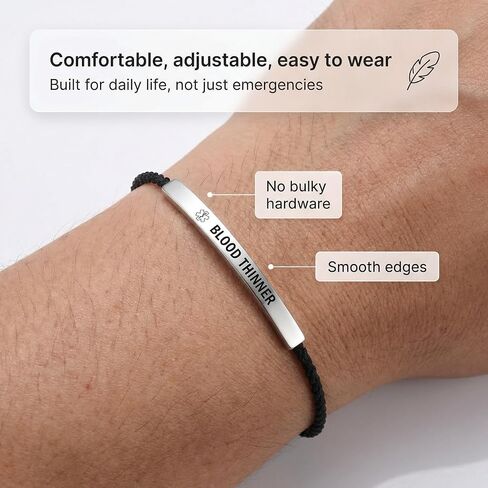 Medical Alert Bracelets for Women - Adjustable Lightweight Medical Bracelet for Woman - Blood Thinners Alert Bracelet, Waterproof, Durable, Dainty, Feminine Design in Saudi Arabia