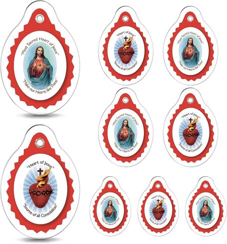 9 Pcs Sacred Heart of Jesus Badge Catholic Keychain Badge Pendant for Religious Gifts in Kuwait