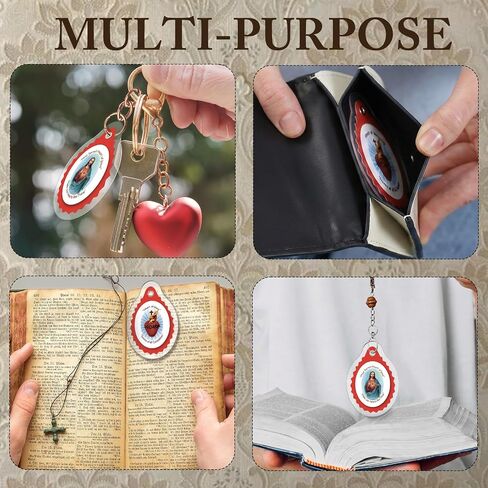 9 Pcs Sacred Heart of Jesus Badge Catholic Keychain Badge Pendant for Religious Gifts in Kuwait
