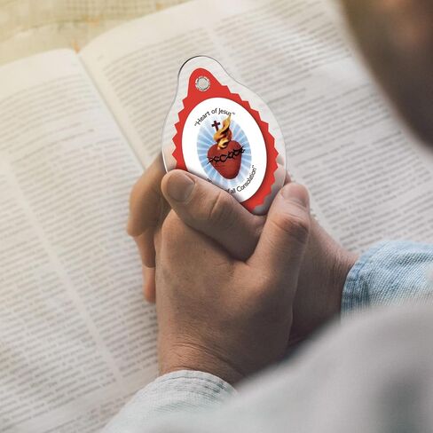 9 Pcs Sacred Heart of Jesus Badge Catholic Keychain Badge Pendant for Religious Gifts in Kuwait