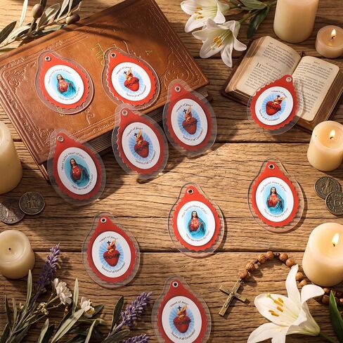 9 Pcs Sacred Heart of Jesus Badge Catholic Keychain Badge Pendant for Religious Gifts in Kuwait