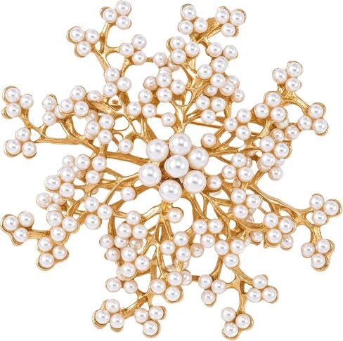 PAGOW Large Pearl Brooches for Women, Fashion Flower Pearl Striking Brooch Pins, Vintage Floral Clustered Pearls Bridal Lapel Costume Pins Decoration for Wedding Party Jewelry - 1pc, White in Kuwait