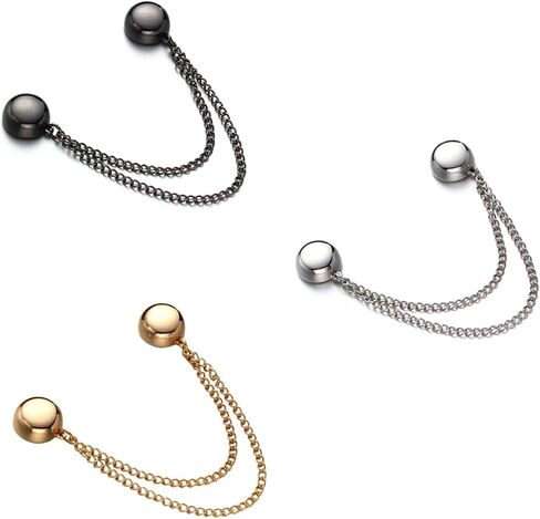 GAUEIOUR 3PCS Magnetic Clothing Clips, Multi-Function Magnetic Pinless Clothing Clips, Hem Shawl T-Shirt Hem Shirt Sleeve Magnetics Seam Free Fastening Decoration Buckle (Silver/Gold/Black) in Kuwait