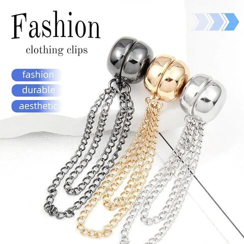 GAUEIOUR 3PCS Magnetic Clothing Clips, Multi-Function Magnetic Pinless Clothing Clips, Hem Shawl T-Shirt Hem Shirt Sleeve Magnetics Seam Free Fastening Decoration Buckle (Silver/Gold/Black) in Kuwait
