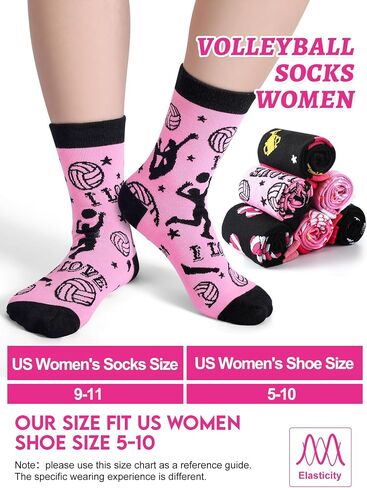 6 Pairs Volleyball Socks Women Funny Novelty Sports Crew Sock Volleyball Socks Gifts bulk for Volleyball Lovers Players Volleyball Coach Gifts in Saudi Arabia