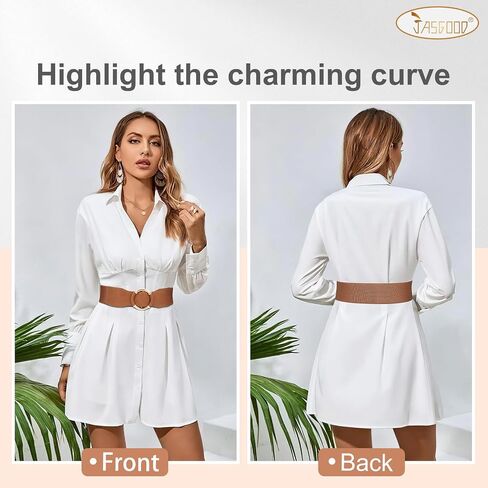 JASGOOD Women Wide Waist Belt Stretchy Elastic Vintage Belts for Dress Ladies Belt with Circle Buckle 2.95" Width in Kuwait