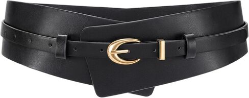 WHIPPY Women Wide Leather Belt Fashion Ladies Dress Belt 2-in-1 Waistband with Skinny Belt for Dress Suits in Kuwait