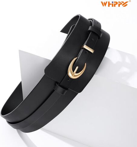 WHIPPY Women Wide Leather Belt Fashion Ladies Dress Belt 2-in-1 Waistband with Skinny Belt for Dress Suits in Kuwait