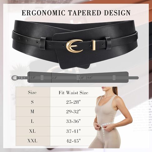 WHIPPY Women Wide Leather Belt Fashion Ladies Dress Belt 2-in-1 Waistband with Skinny Belt for Dress Suits in Kuwait