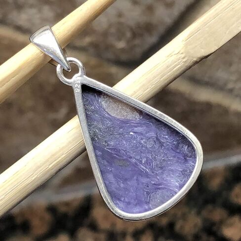 Natural Siberian Charoite 925 Solid Sterling Silver Pendant 35mm in Kuwait