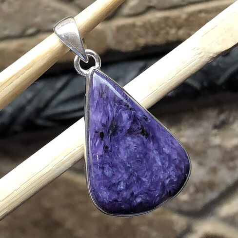 Natural Siberian Charoite 925 Solid Sterling Silver Pendant 35mm in Kuwait