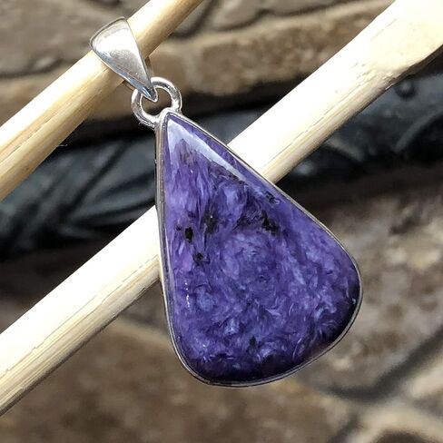 Natural Siberian Charoite 925 Solid Sterling Silver Pendant 35mm in Kuwait