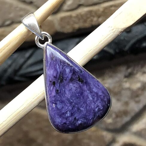 Natural Siberian Charoite 925 Solid Sterling Silver Pendant 35mm in Kuwait