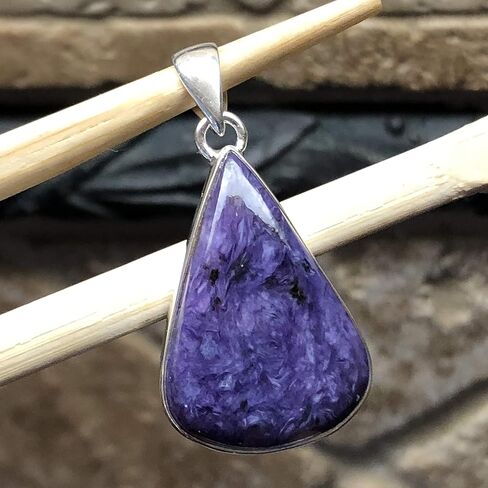 Natural Siberian Charoite 925 Solid Sterling Silver Pendant 35mm in Kuwait