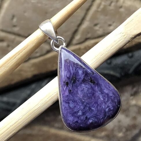 Natural Siberian Charoite 925 Solid Sterling Silver Pendant 35mm in Kuwait