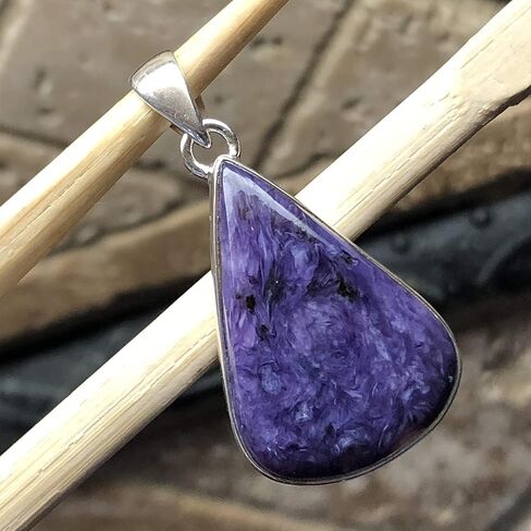 Natural Siberian Charoite 925 Solid Sterling Silver Pendant 35mm in Kuwait