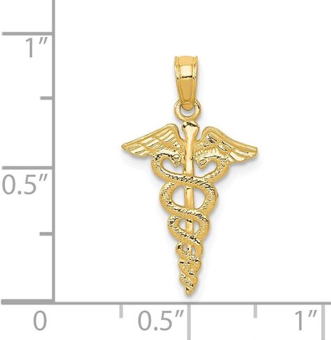 Solid 14K Yellow Gold Caduceus Pendant (0.49 x 0.91 Inches) in Kuwait