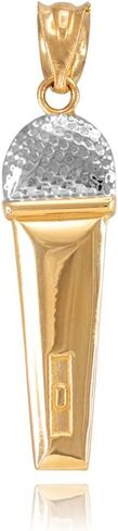 14k Two-Tone Gold Singer Microphone Music Charm Pendant in Saudi Arabia