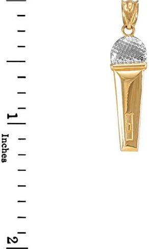 14k Two-Tone Gold Singer Microphone Music Charm Pendant in Saudi Arabia