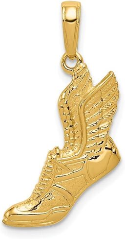 Solid 14K Yellow Gold Polished Running Shoe Pendant (0.59 x 0.98 Inches) in Kuwait