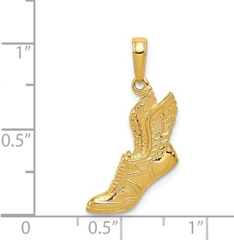 Solid 14K Yellow Gold Polished Running Shoe Pendant (0.59 x 0.98 Inches) in Kuwait