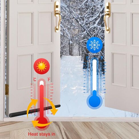 2 Pack Large Door Draft Stopper for Bottom of Doors 36 Inch Door Sweep Weather Stripping Noise Blocker Under Door Draft Noise Black Stoppers Adjustable Twin Door Sweep Draft (2 Pack) in Saudi Arabia