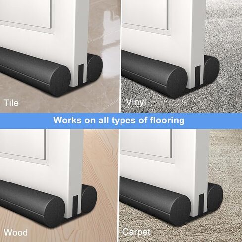 2 Pack Large Door Draft Stopper for Bottom of Doors 36 Inch Door Sweep Weather Stripping Noise Blocker Under Door Draft Noise Black Stoppers Adjustable Twin Door Sweep Draft (2 Pack) in Saudi Arabia