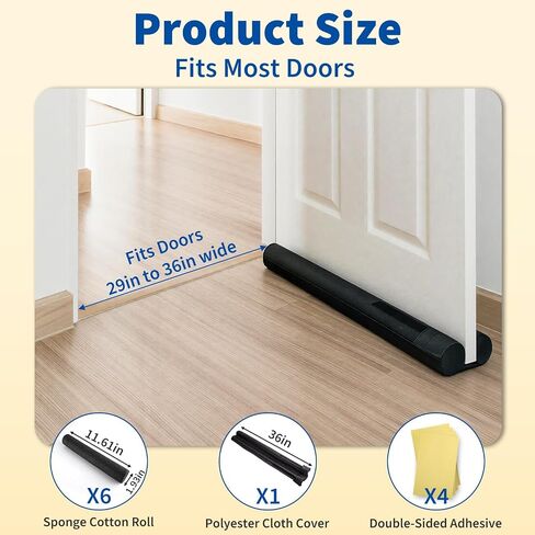 Under Door Draft Blocker, Adjustable Door Draft Stopper for Bottom of Doors, Double-Sided Block Fits 29" to 36" Doors, Block Cold Air, Noise and Dust, Easy to Install, Ideal for Home and Apartment in Saudi Arabia